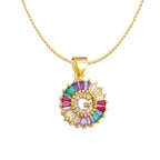 Initial Alphabet Large Letter Cubic Zirconia Cz 18K Gold Pendant Chain Necklacelocket