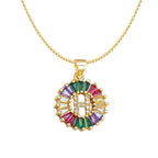 Initial Alphabet Large Letter Cubic Zirconia Cz 18K Gold Pendant Chain Necklacelocket