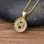 Gold Baguette Initial Alphabet Letter Pendant Chain Bulk