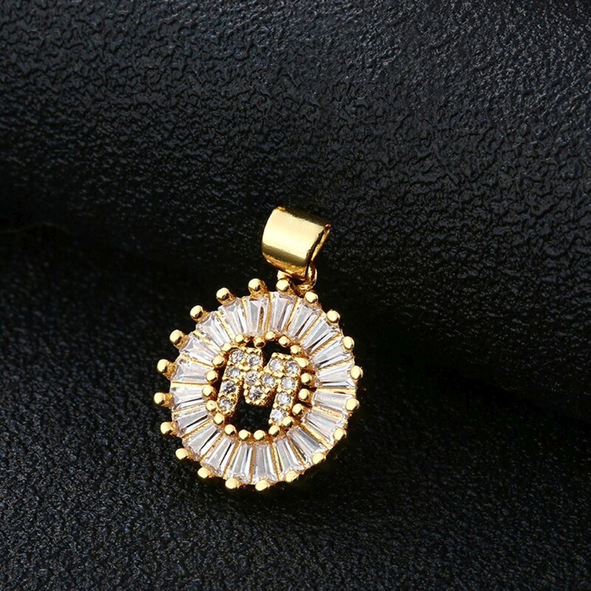 Gold Baguette Initial Alphabet Letter E Pendant Bulk