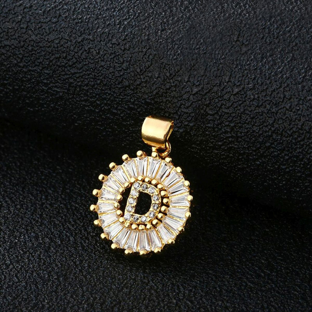 Gold Baguette Initial Alphabet Letter E Pendant Bulk