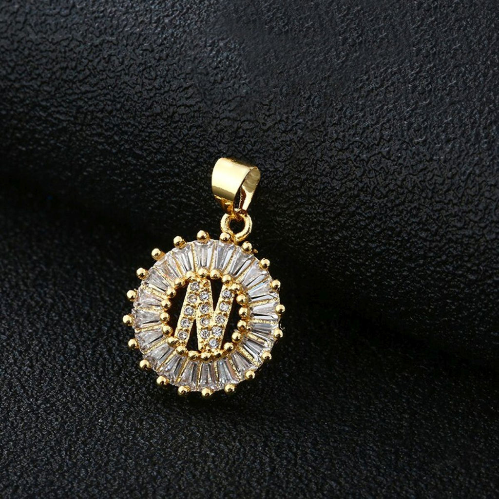 Gold Baguette Initial Alphabet Letter E Pendant Bulk