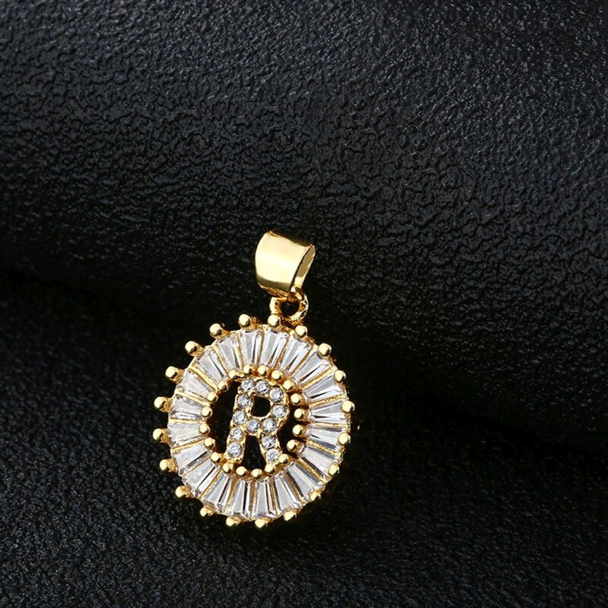 Gold Baguette Initial Alphabet Letter E Pendant Bulk