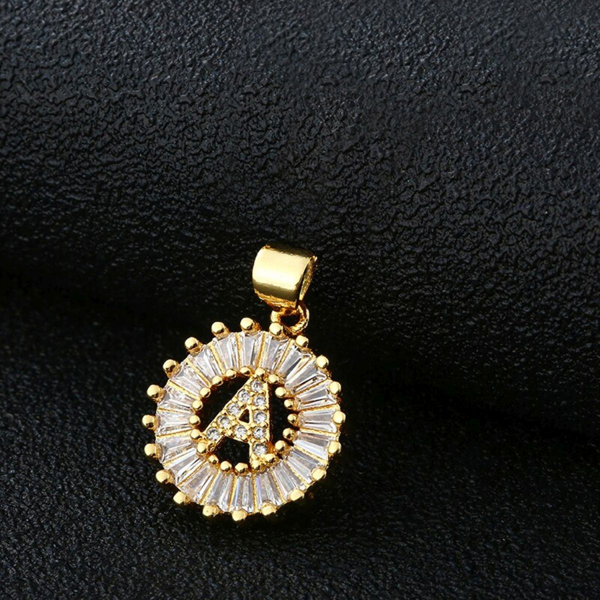 Gold Baguette Initial Alphabet Letter E Pendant Bulk