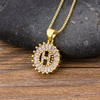 Gold Baguette Initial Alphabet Letter Pendant Chain Bulk
