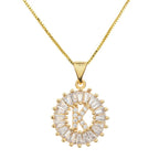 Gold Baguette Initial Alphabet Letter Pendant Chain Bulk