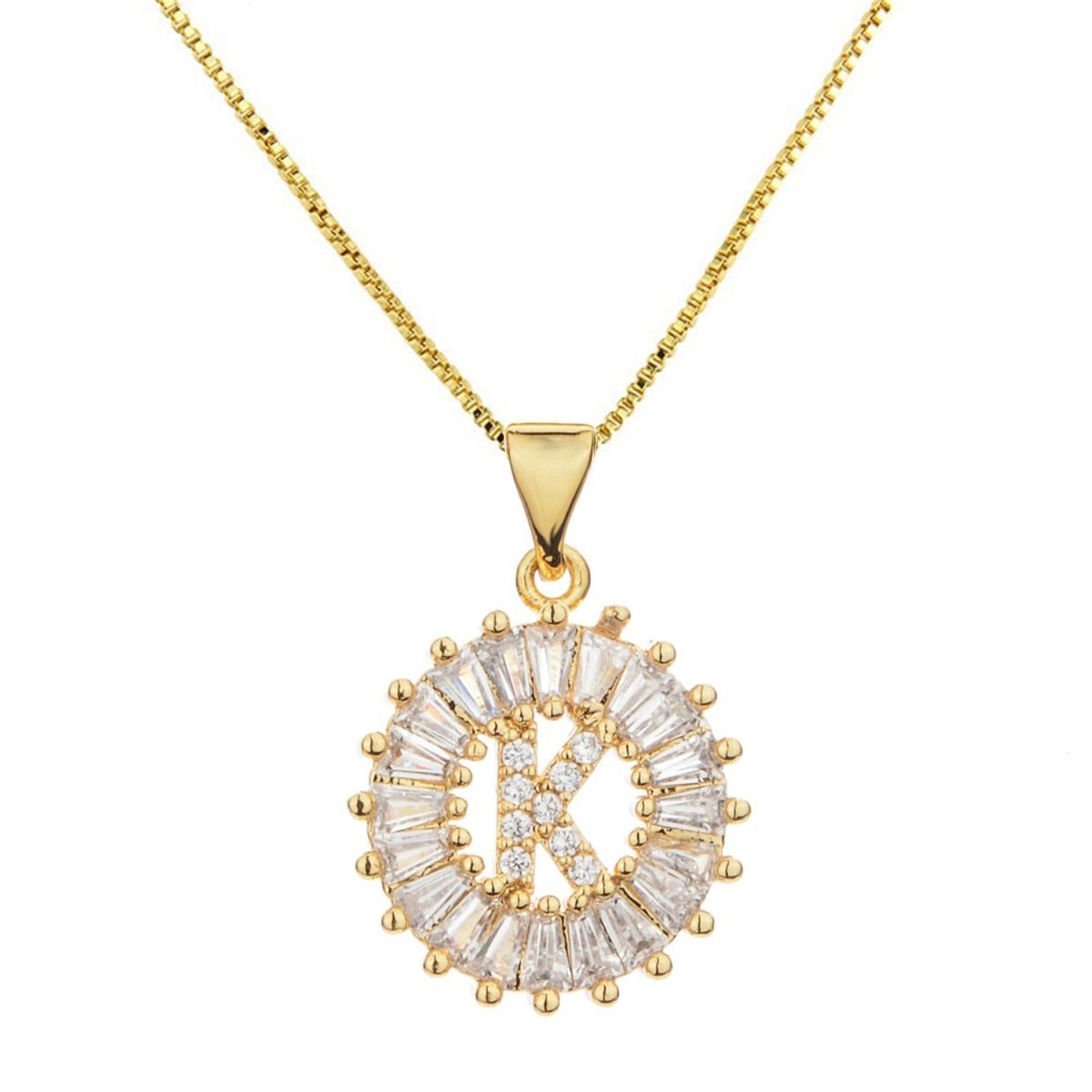 Gold Baguette Initial Alphabet Letter Pendant Chain Bulk