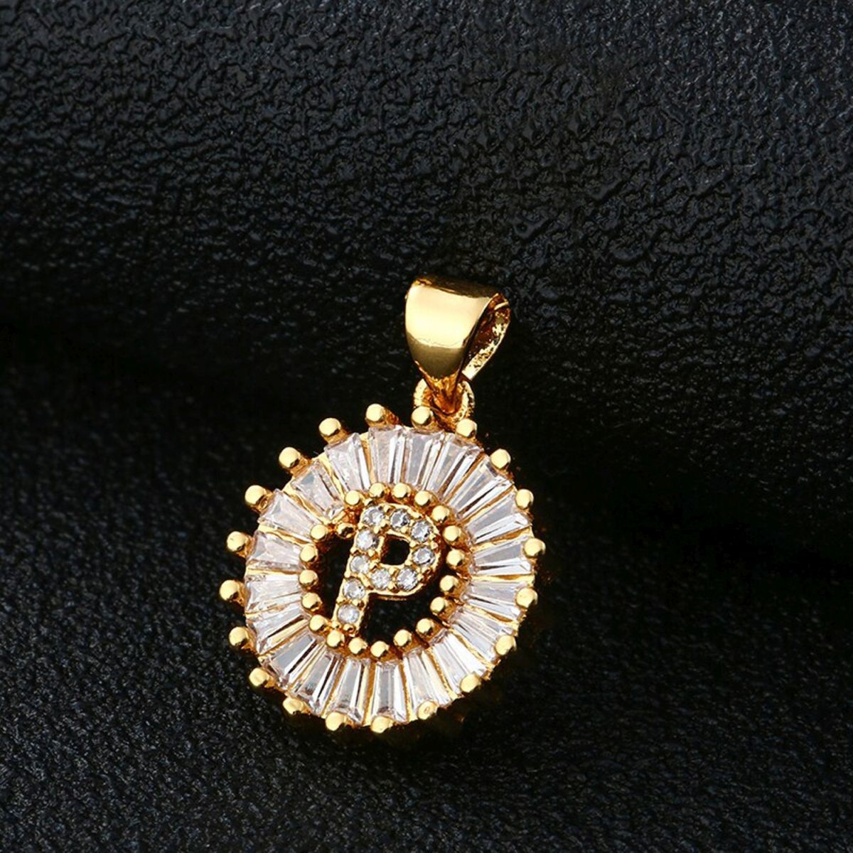 Gold Baguette Initial Alphabet Letter E Pendant Bulk