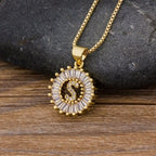 Gold Baguette Initial Alphabet Letter Pendant Chain Bulk