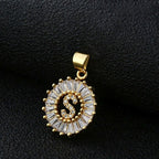 Gold Baguette Initial Alphabet Letter E Pendant Bulk