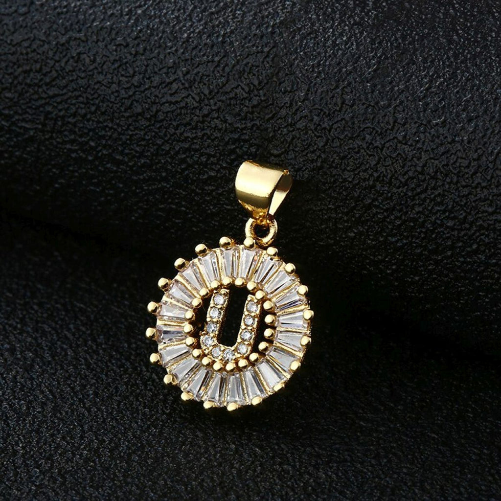 Gold Baguette Initial Alphabet Letter E Pendant Bulk