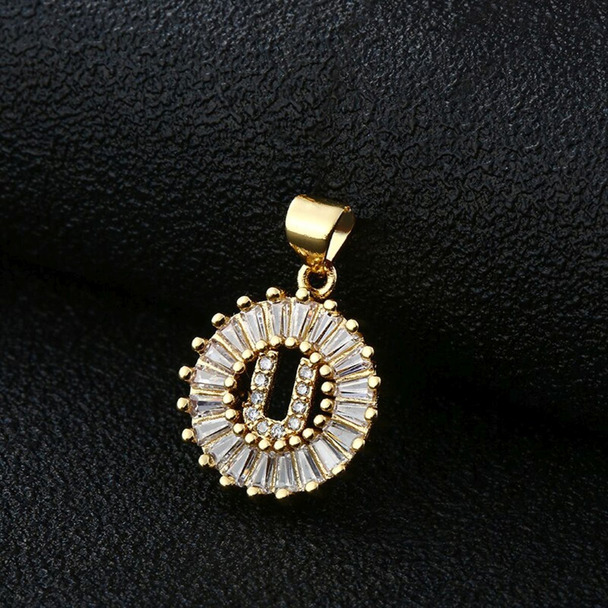 Gold Baguette Initial Alphabet Letter E Pendant Bulk