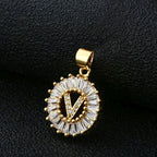 Gold Baguette Initial Alphabet Letter E Pendant Bulk