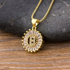 Gold Baguette Initial Alphabet Letter Pendant Chain Bulk