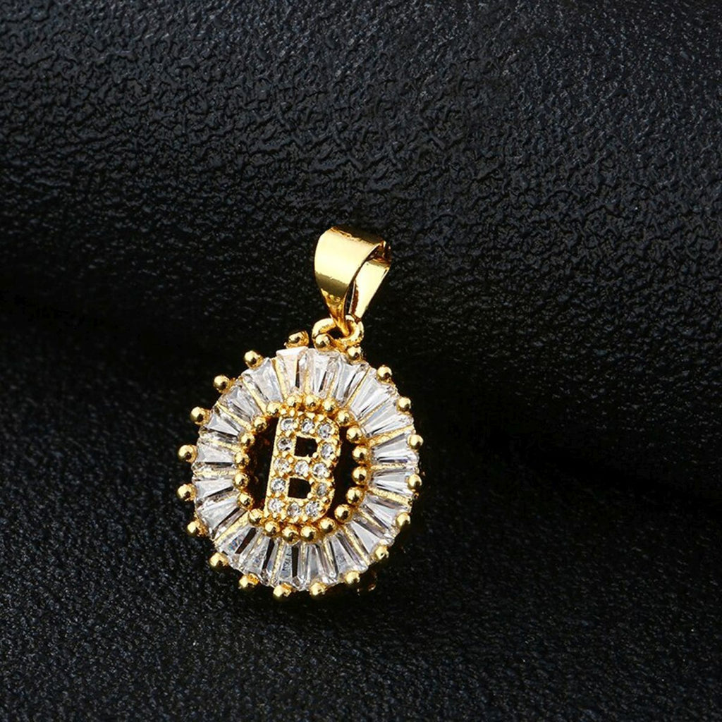Gold Baguette Initial Alphabet Letter E Pendant Bulk