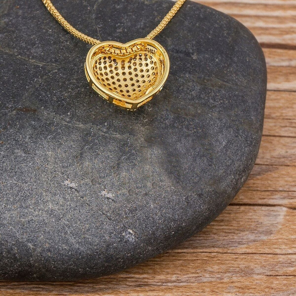 Girl Boy Heart Gold Copper Lover Pendant Necklace Chain Bulk
