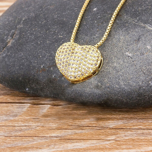 Girl Boy Heart Gold Copper Lover Pendant Necklace Chain Bulk Main image