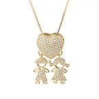 Girl Boy Heart Gold Copper Lover Pendant Necklace Chain Bulk
