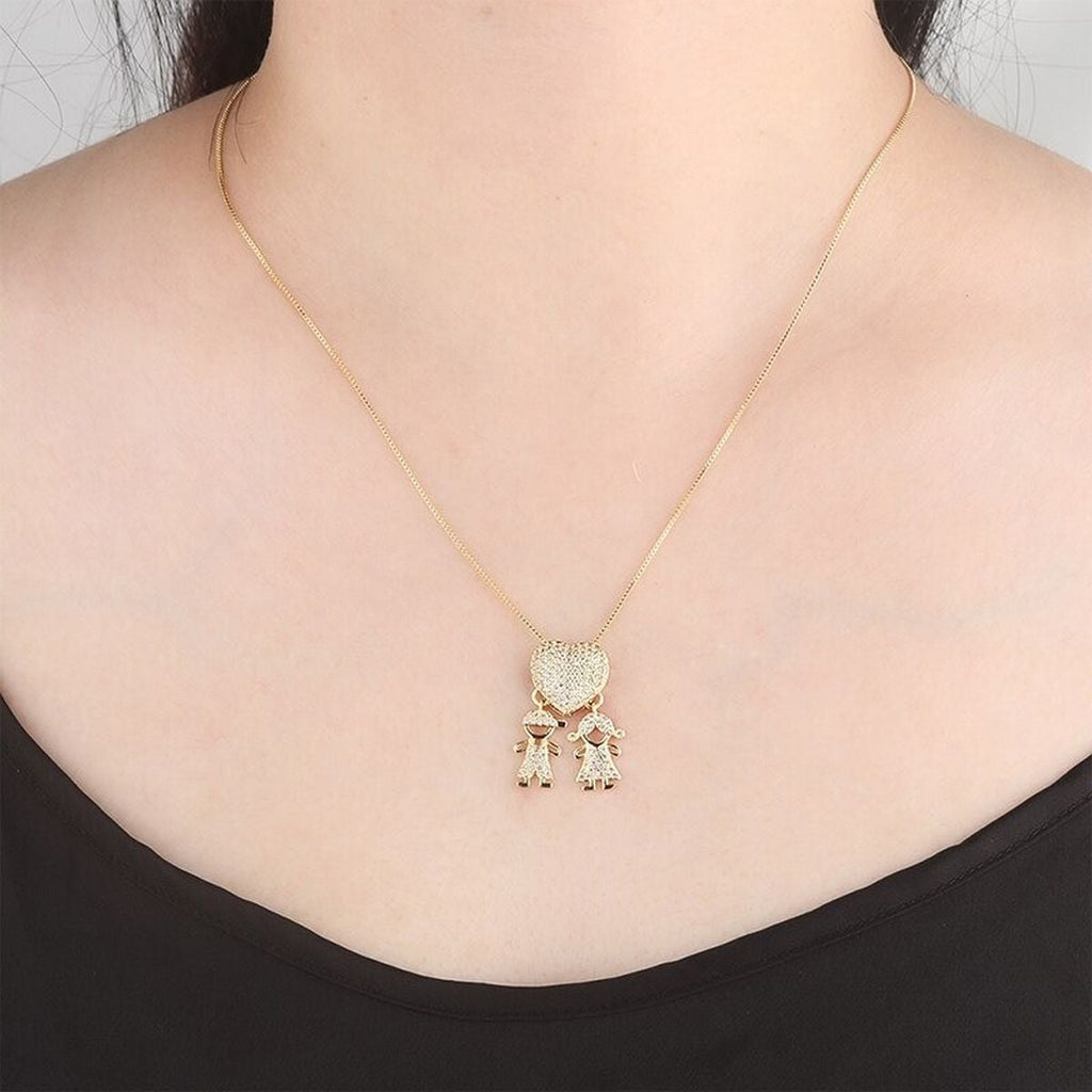 Girl Boy Heart Gold Copper Lover Pendant Necklace Chain Bulk