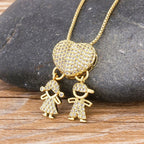 Girl Boy Heart Gold Copper Lover Pendant Necklace Chain Bulk
