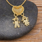 Girl Boy Heart Gold Copper Lover Pendant Necklace Chain Bulk