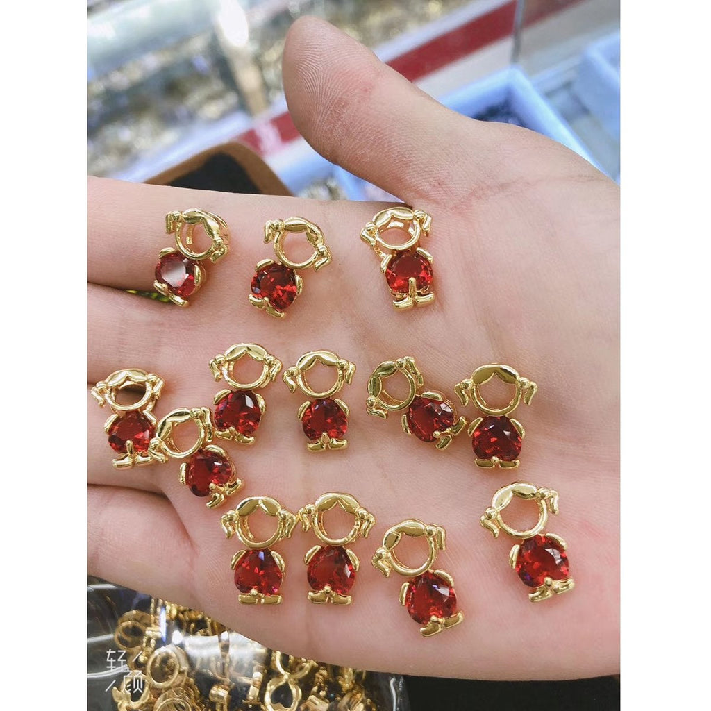 Baby Girl Gold Maroon Red Crystal Copper Centre Pcs For Women Bulk