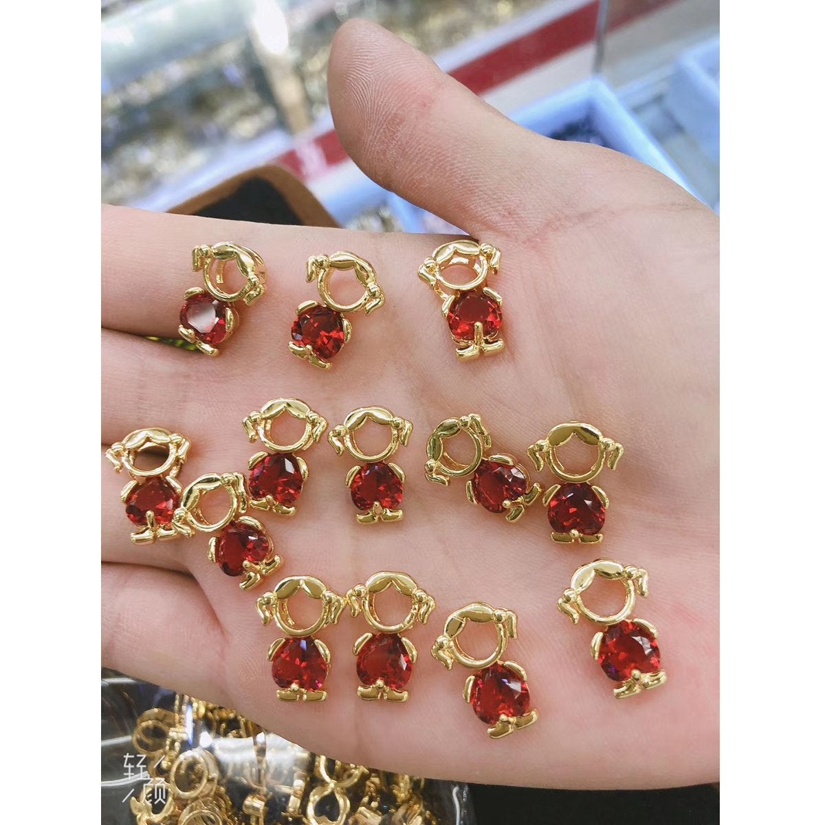 Baby Girl Gold Maroon Red Crystal Copper Centre Pcs For Women Bulk