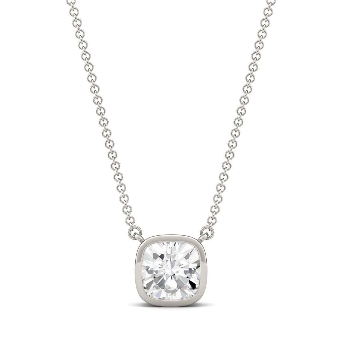 Princess Cut American Diamond Silver Necklace Pendant Chain Bulk