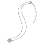 Princess Cut American Diamond Silver Necklace Pendant Chain Bulk