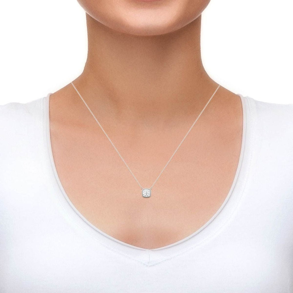 Princess Cut American Diamond Silver Necklace Pendant Chain Bulk