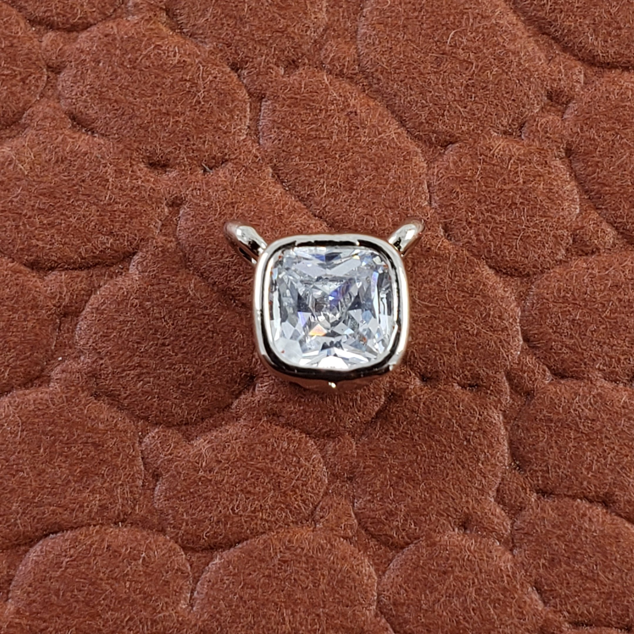 Cushion Cut Dainty Solitaire Cubic Zirconia Silver Pendant Women Bulk