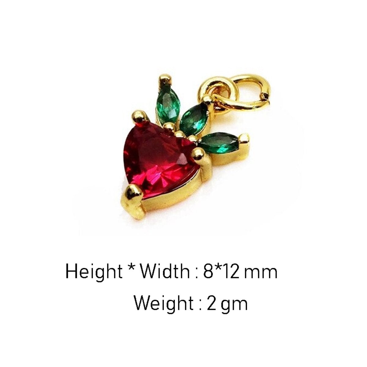 Strawberry Heart Fruit Red Green 18K Gold Pendant Chain Necklace Girls Secondary image