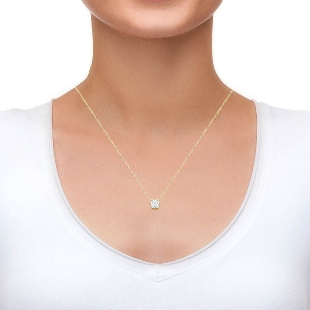 Princess Cut American Diamond Silver Necklace Pendant Chain Bulk