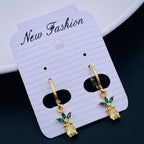 Strawberry 18K Gold Crystal Brass Hoop Earring Pair For Women Bulk