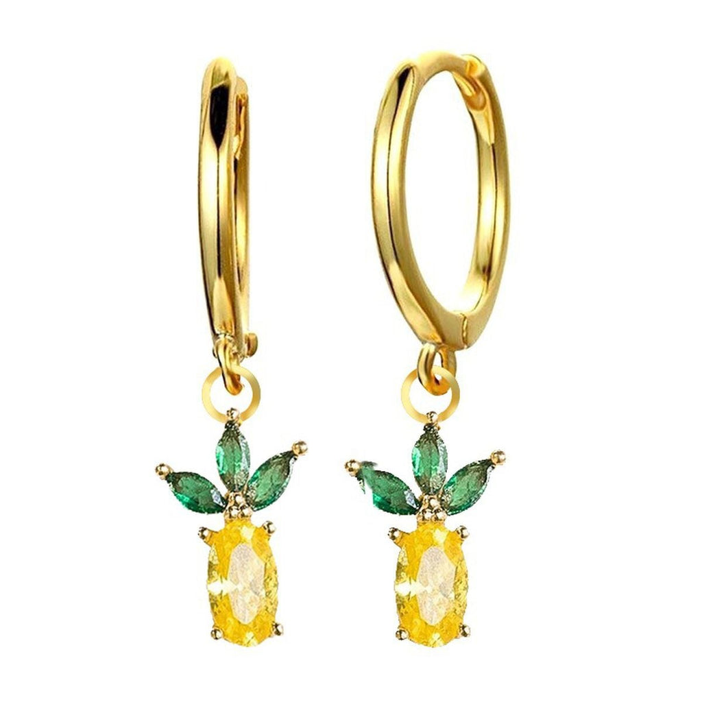 Strawberry 18K Gold Crystal Brass Hoop Earring Pair For Women Bulk