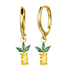 Strawberry 18K Gold Crystal Brass Hoop Earring Pair For Women Bulk