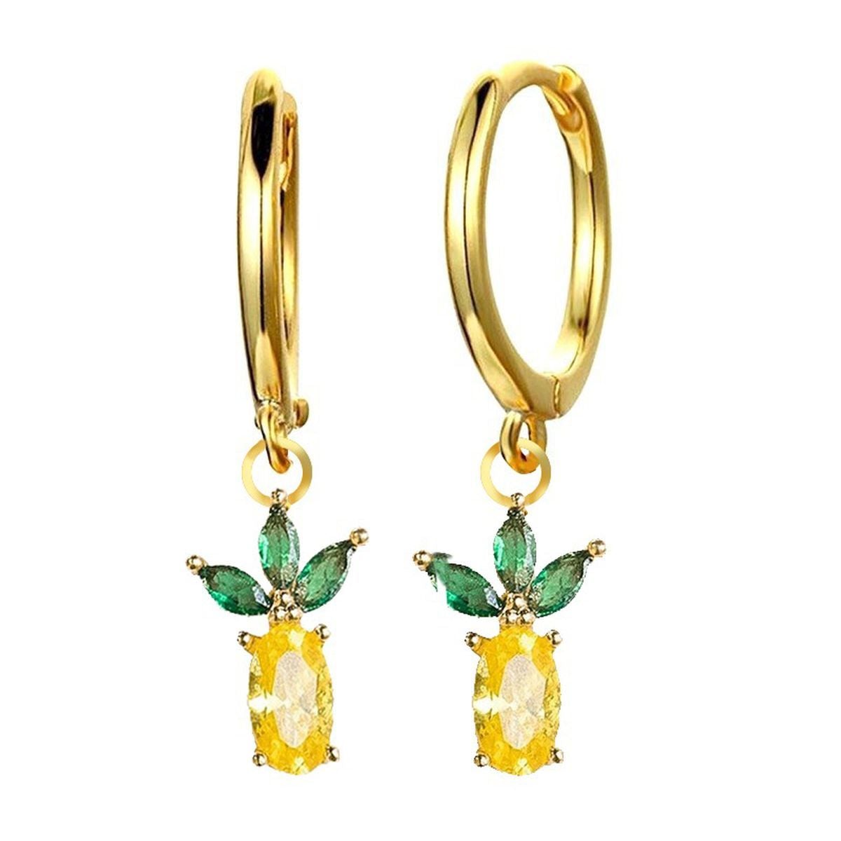 Strawberry 18K Gold Crystal Brass Hoop Earring Pair For Women Bulk