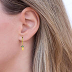Strawberry 18K Gold Crystal Brass Hoop Earring Pair For Women Bulk