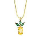 Pineapple Fruit Charms 18K Gold Pendant Chain Necklace For Girls Bulk