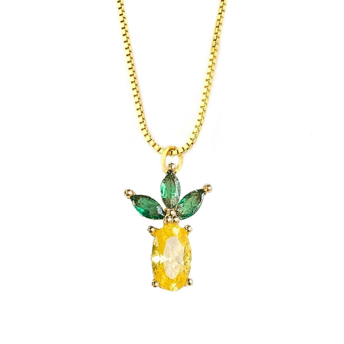 Pineapple Fruit Charms 18K Gold Pendant Chain Necklace For Girls Bulk