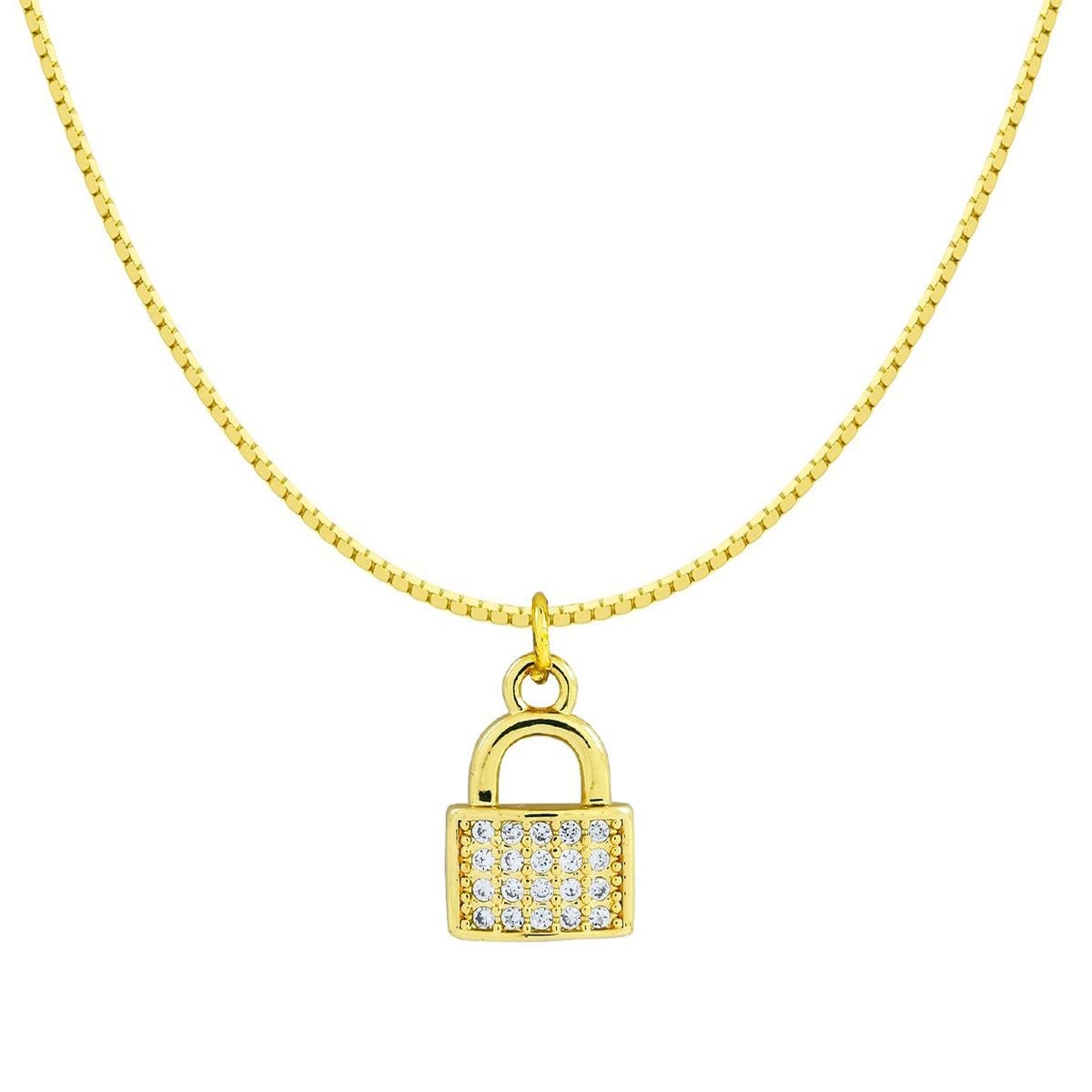 Tiny Cute Padlock Lock CZ 18K Gold Pendant Necklace Chain Bulk Secondary image