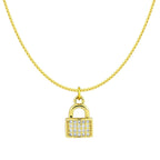 Tiny Cute Padlock Lock CZ 18K Gold Pendant Necklace Chain Bulk