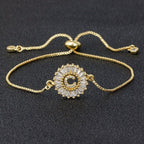 Initial Alphabet Large Letter Cubic Zirconia Gold Slider Bracelet
