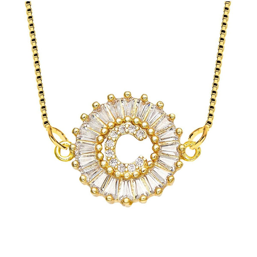 CZ Gold Initial Alphabet Letter B Necklace Pendant Chain Bulk