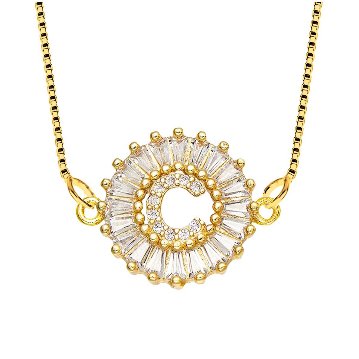 CZ Gold Initial Alphabet Letter B Necklace Pendant Chain Bulk
