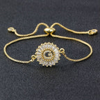 Initial Alphabet Large Letter Cubic Zirconia Gold Slider Bracelet