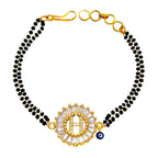 Evil Eye Customised Alphabet Initial Letters Baguette Cubic Zirconia 22K Gold Hand Mangalsutra Bracelet For Women