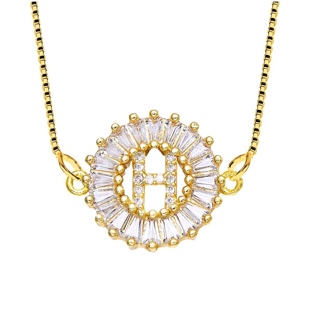 CZ Gold Initial Alphabet Letter B Necklace Pendant Chain Bulk