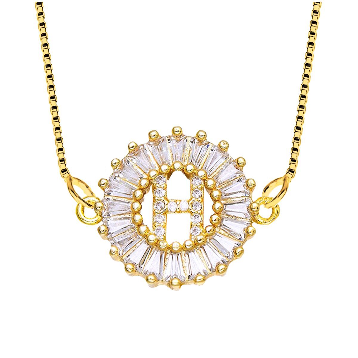 CZ Gold Initial Alphabet Letter B Necklace Pendant Chain Bulk