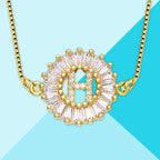 CZ Gold Initial Alphabet Letter B Necklace Pendant Chain Bulk